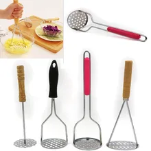 Empujador de acero inoxidable/trituradora de patatas con amplia plancha para hacer puré para puré suave de patatas, frutas, verduras, herramientas de prensa