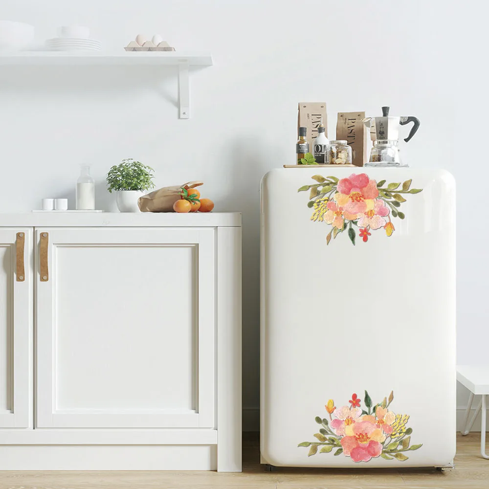 

1 Pair 3D Vinyl Furniture Ornament Fridge Home Decor Wall Stickers Flower Vine Toilet Decals flower vine decal Removable sticker