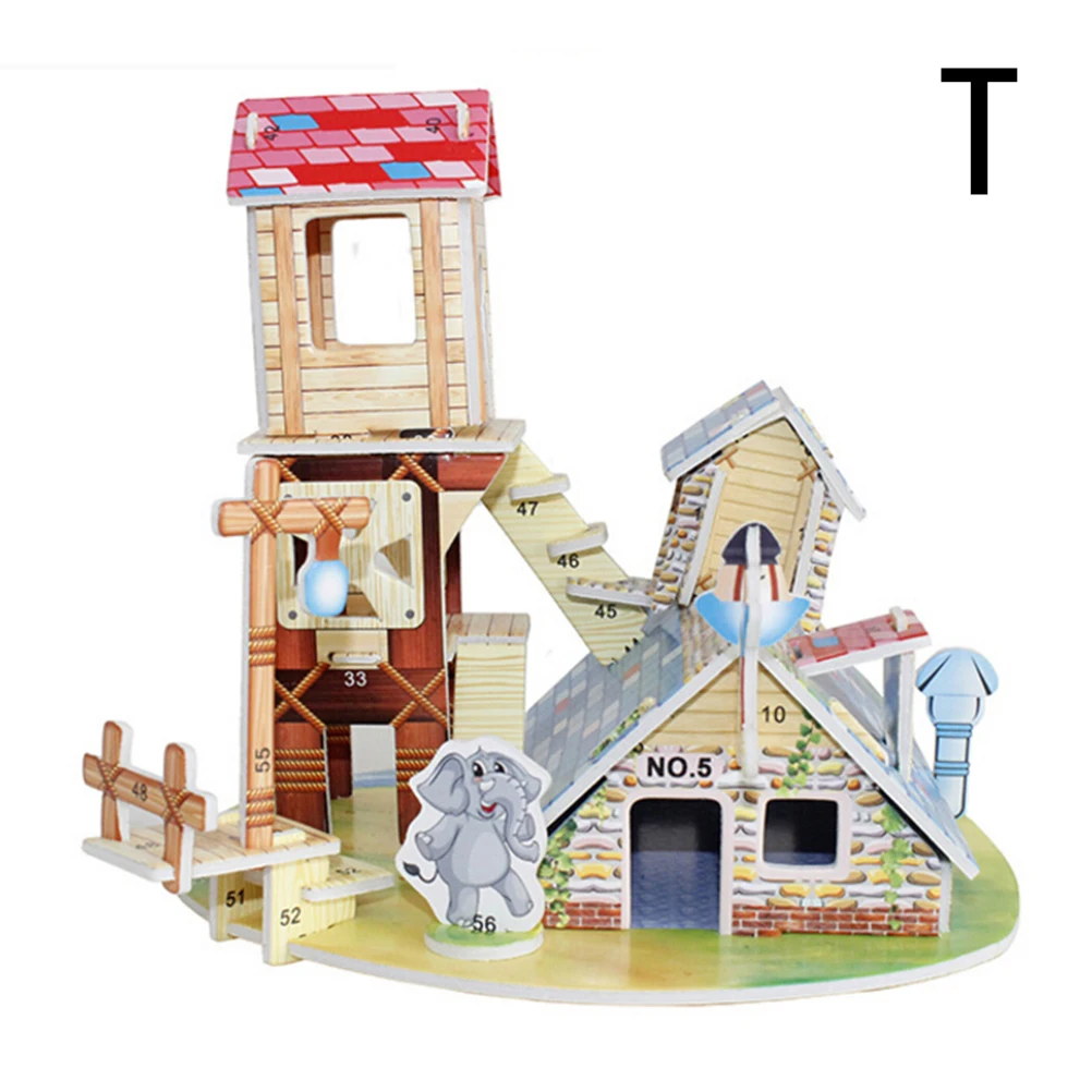 1 компл. Милый 3D DIY головоломки дома детские игрушки ребенок раннего обучения ЗАМОК строительство шаблон подарок - Цвет: T