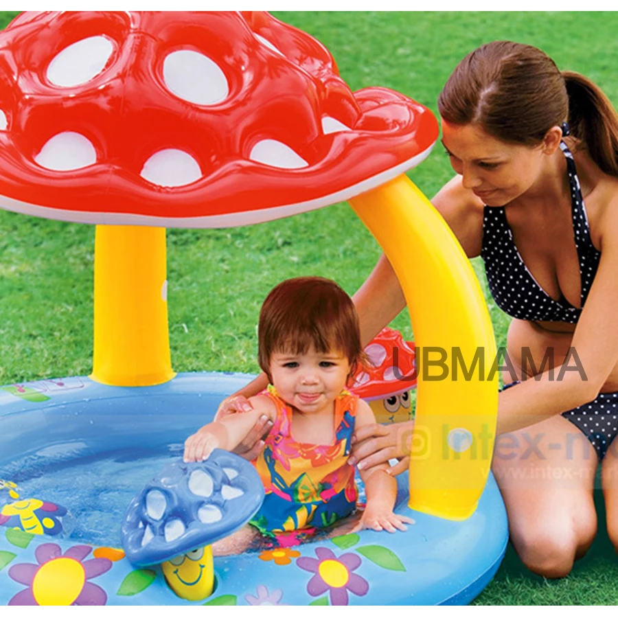 Детский надувной бассейн с детским тентом, бассейн с грибом, детский бассейн, детский бассейн с водой