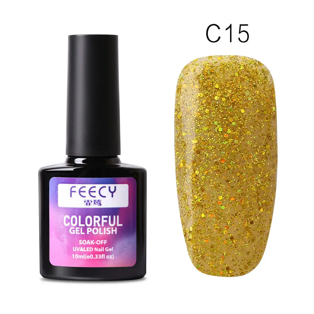 Gel Nail Polish Soak Off UV LED Gel Varnish Wipe Top Coat Color Nail Gel Polish DIY Nail Art Lacquer Manicure Nail Art Tool - Цвет: Feecy C15