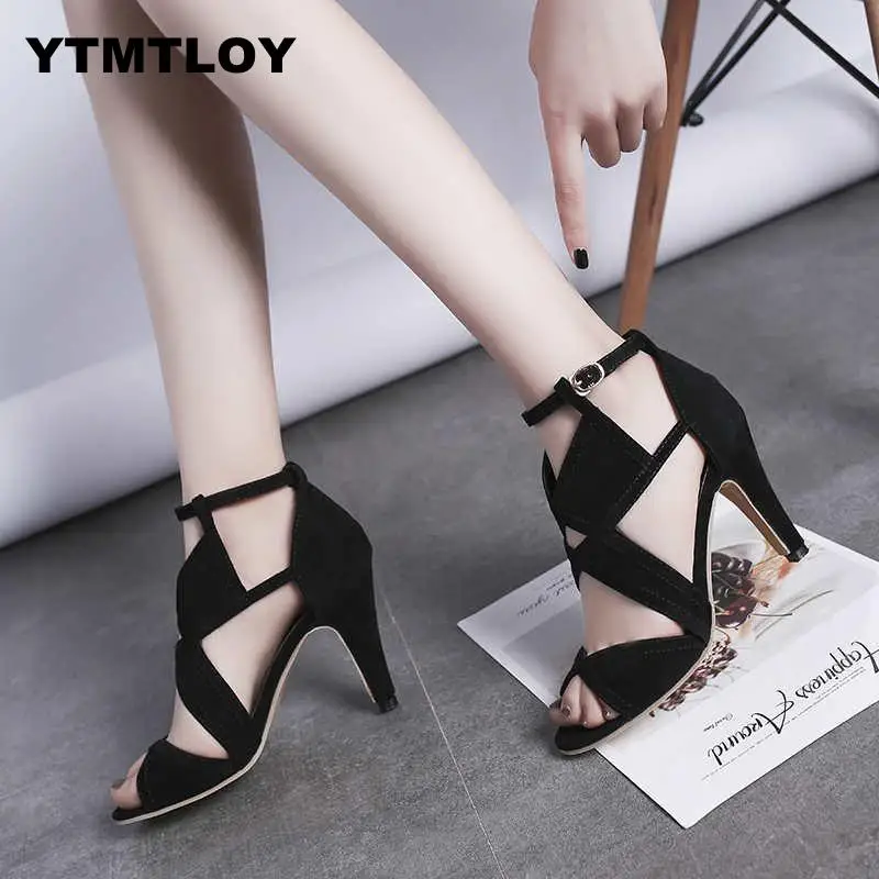 Size 35-42 Hot Sandalia Feminina Summer Gladiator High Heels Peep Toe Sandals Casual Shoes Woman Waterproof Platform Sexy 9