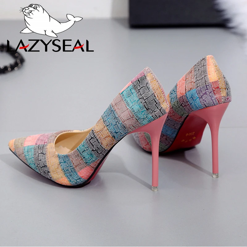 LazySeal, большие размеры 34-42, повседневная женская обувь на танкетке без шнуровки женские туфли-лодочки на высоком каблуке женские вечерние свадебные туфли с острым носком, Mujer Zapatos