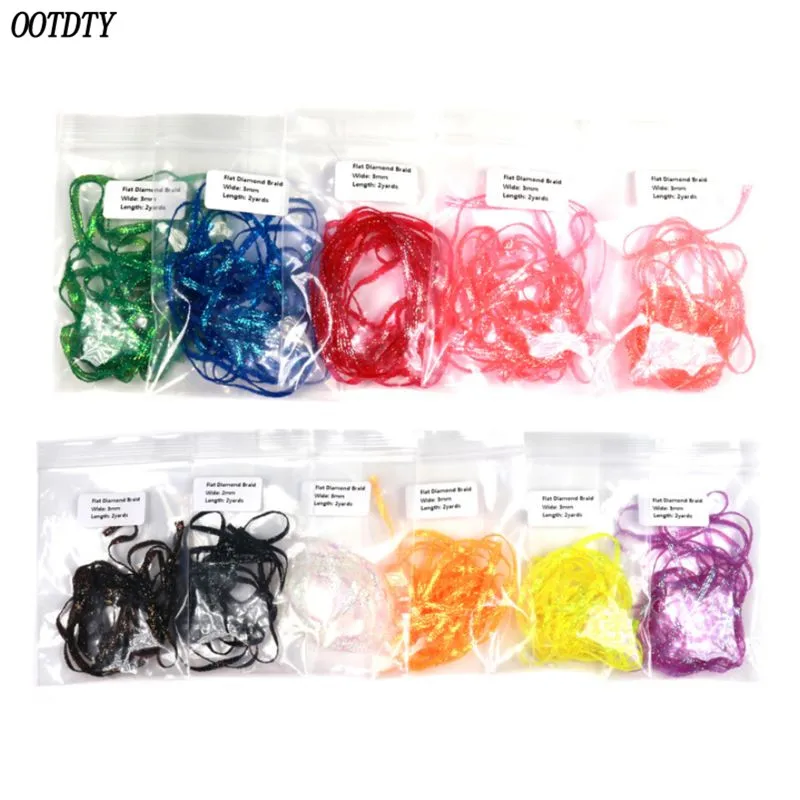 

3mm Flat Flash Braided Belt For Fish Shrimp Salt Water Stream Puddle Flow Scud Flying Plug Material Fly Fishing Hook Material Fl