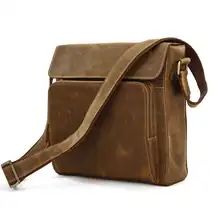 Vintage Crazy Horse Genuine Leather Men Messenger Bags Man Portfolio Office Bag Quality Travel Shoulder Handbag for Man #MDJ7051