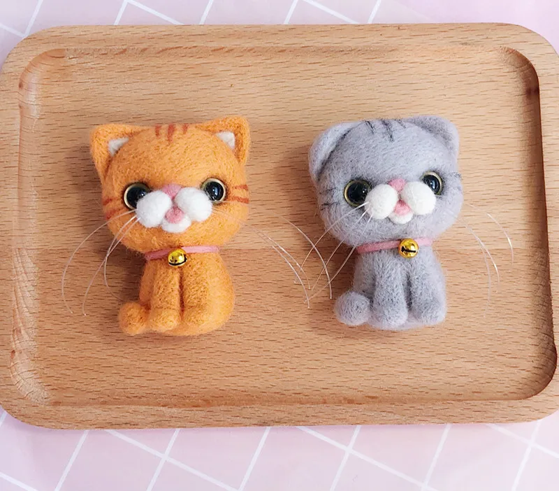 Материал из шерстяного войлока посылка тыкается ручной работы Diy кошка брошь