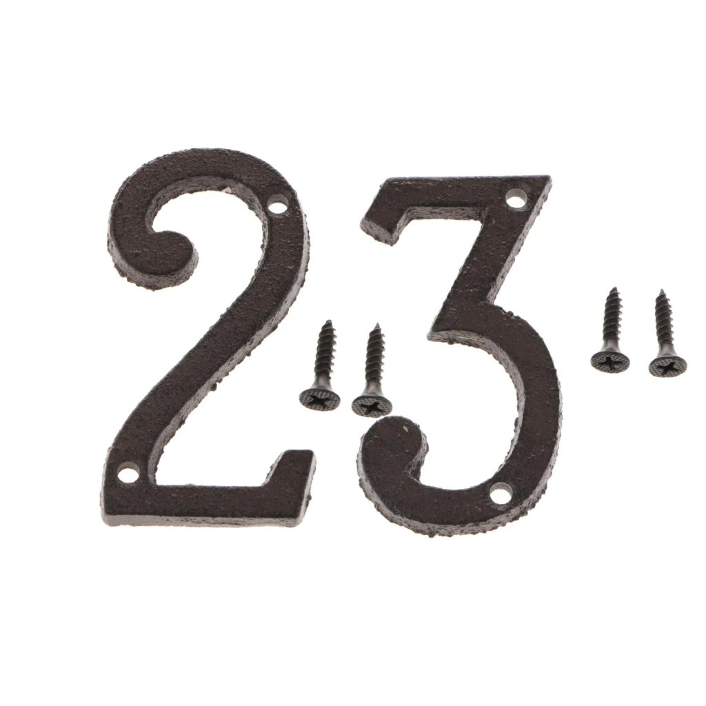 2pcs Wrought Iron Antique Metal House Office Garden Street Door Number Sign Plaque DIY Digit Plate 2 3