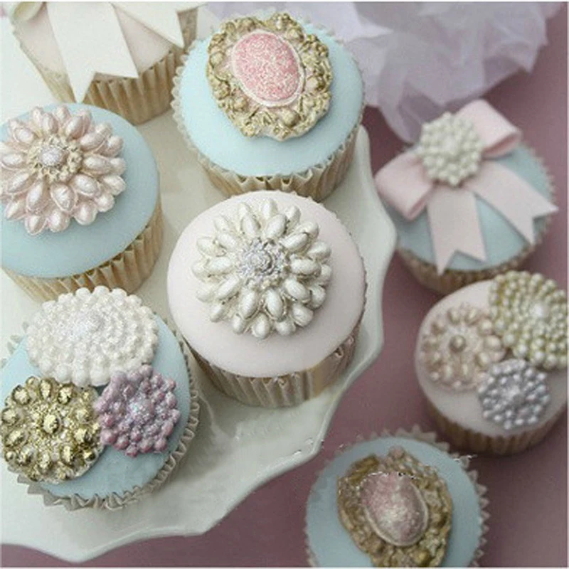 MUYULIN Baroque Jewelry Fondant Molds (2 Pack) – Silicone Crown & Diamond Cutters For Cake Decor, Chocolate, Clay, And Crafts