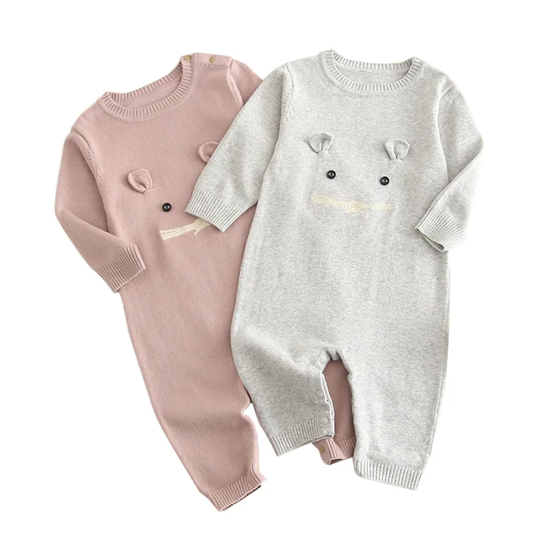 Одежда для новорожденных, весенний трикотажный комбинезон с рисунком животных для маленьких девочек, комбинезоны с длинными рукавами для маленьких мальчиков, детская одежда
