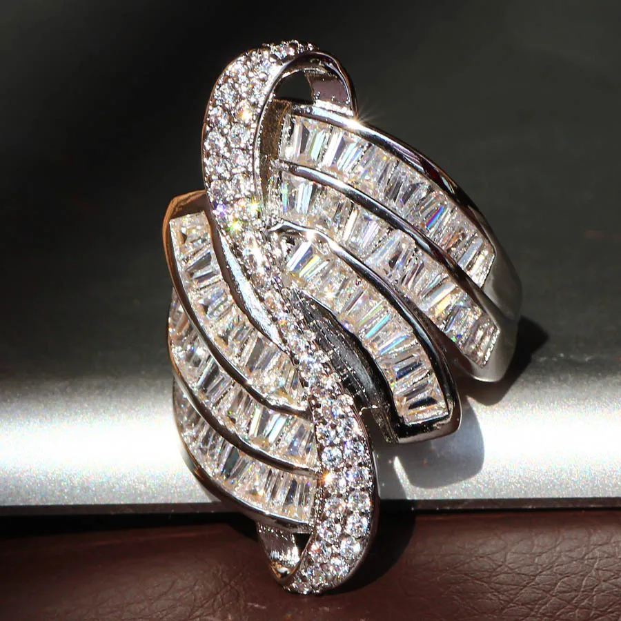 Ювелирные изделия yayi Мода Принцесса огранка 6,8 карат белый циркон серебряный цвет обручальные кольца Свадебные Кольца вечерние кольца
