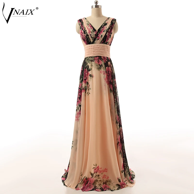 Vnaix E1183 4-Styles Bloemenprint Chiffon Lange Formele Maxi Jurk voor Vrouwen Vnaix E1183 4-Styles Bloemenprint Chiffon Lange Formele Maxi Jurk voor Vrouwen