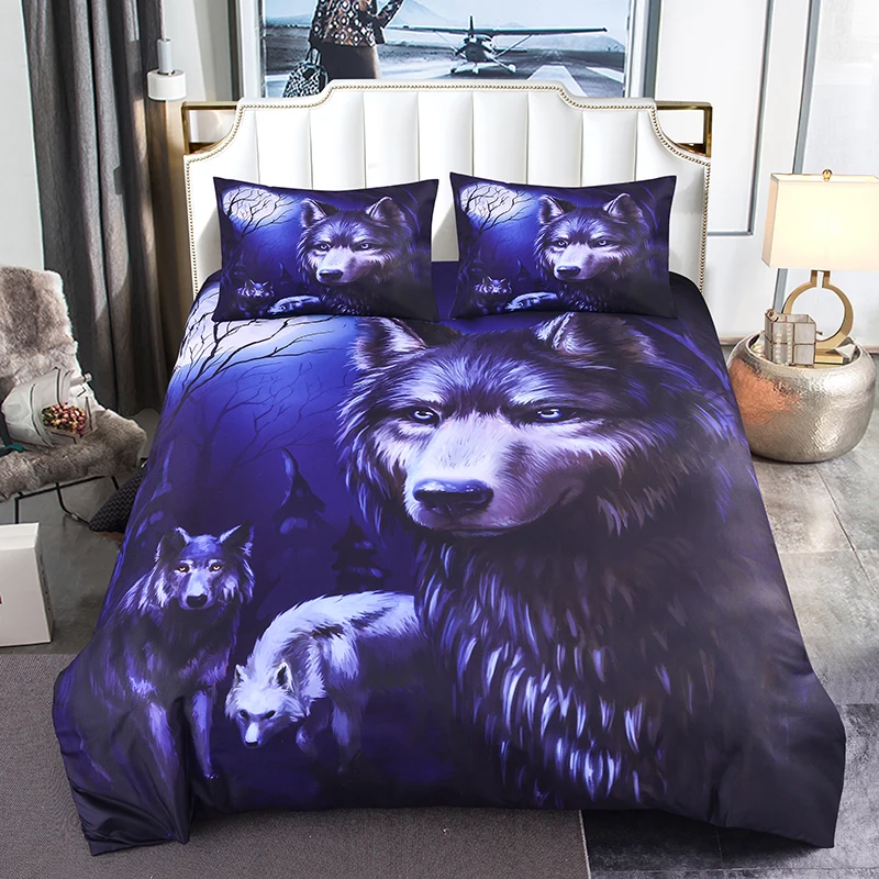 

ZEIMON 2/3pcs Animal Bedding Set Luxury Bedspread Wolves Pattern 3D Duvet Cover Sets With Pillowcase For Room Bedclothes