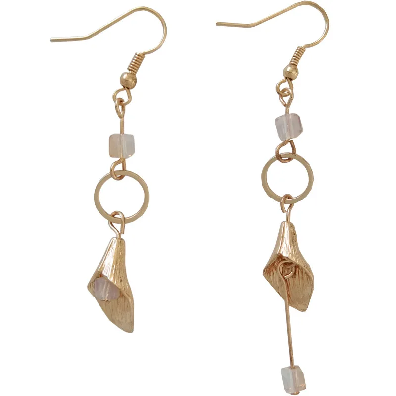 hook earrings В Корейском стиле Модные женские туфли для девочек Morning Glory хрустальные бусины Золотой-цвет Калла Лили клипсы, серьги с цветами непроколотое ухо зажим для вечерние - Окраска металла: hook earrings