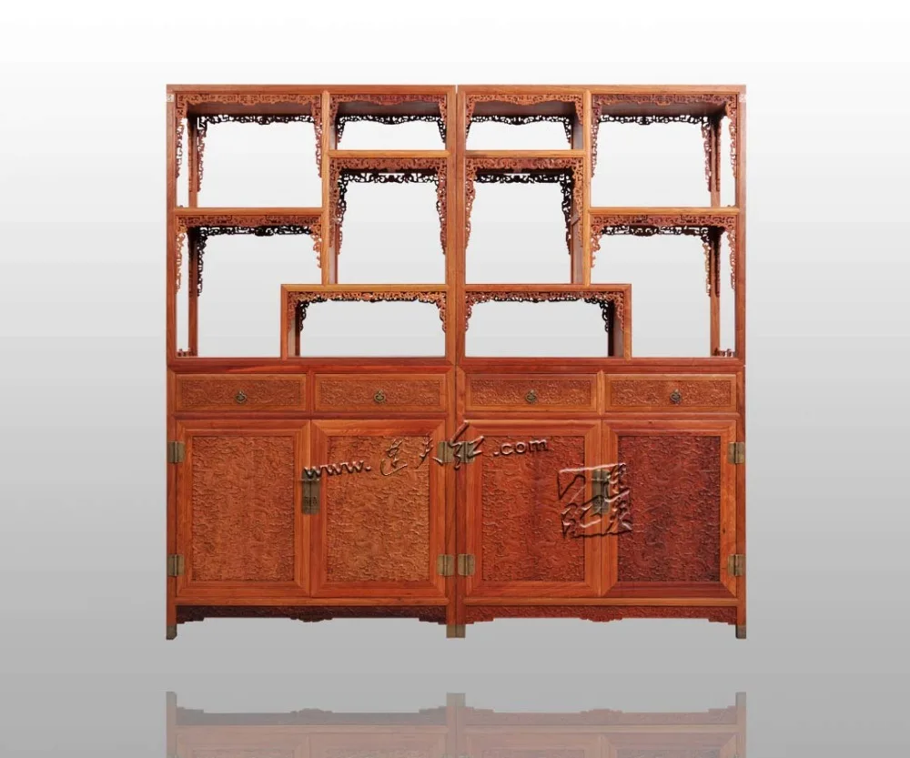 Mahogany Rosewood Combined Bookcase Chinese Furniture Study Room bookshelf office filing Storage cabinets Stand Rack cupboards