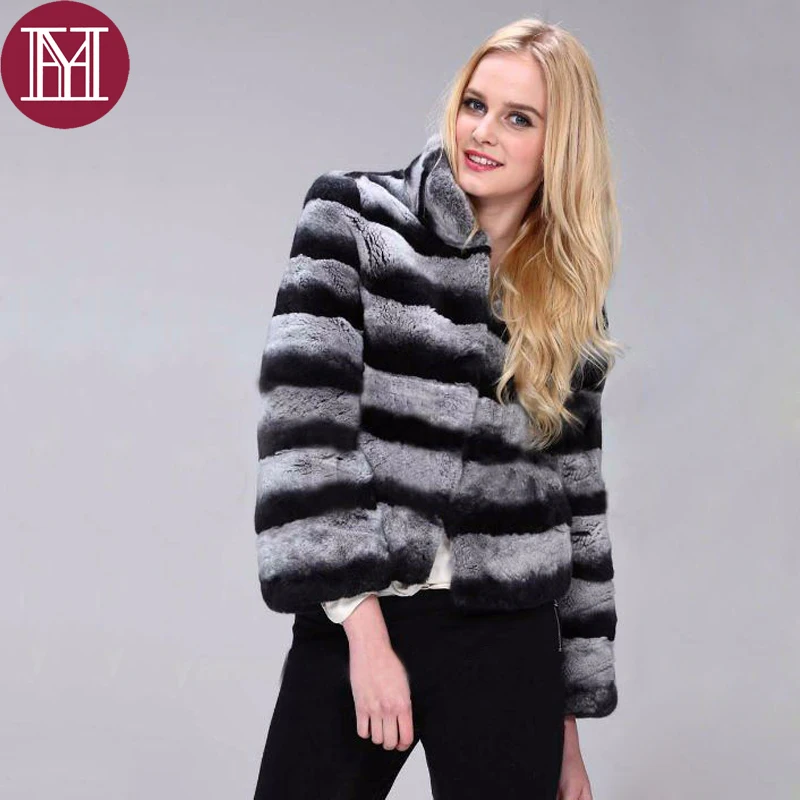 

Winter women real rex rabbit fur coat female warm soft rex rabbit fur jacket fashion Chinchilla fur outerwear brand