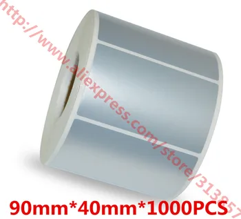 

Free Delivery 90*40mm*1000PCS Thermal transfer bar code label printer paper tag waterproof matte silver PET reel stickers