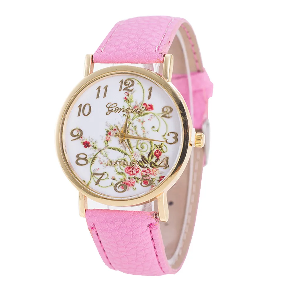 Geneva модные женские часы с цветами спортивные аналоговые кварцевые наручные часы, и# D - Цвет: F