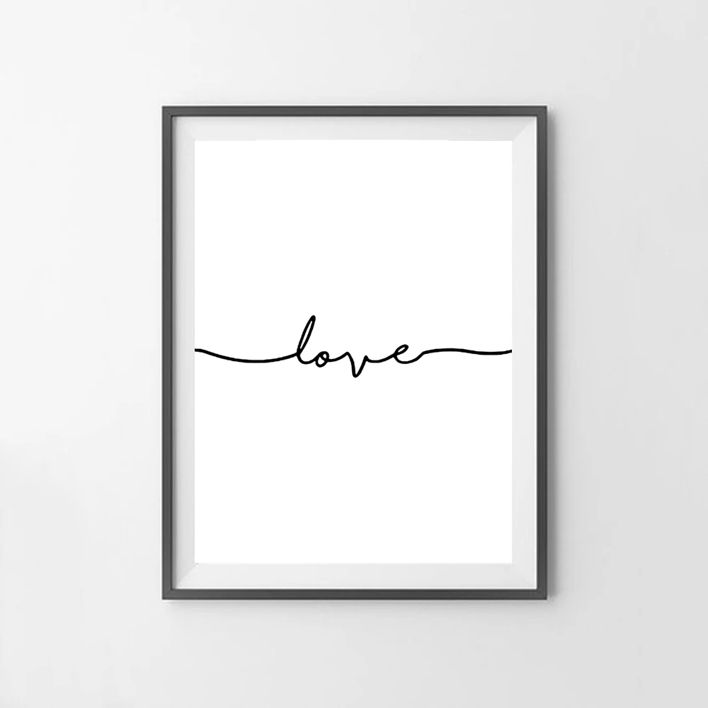 Cartel De Amor Con Dibujo Con Palabras En Blanco Y Negro