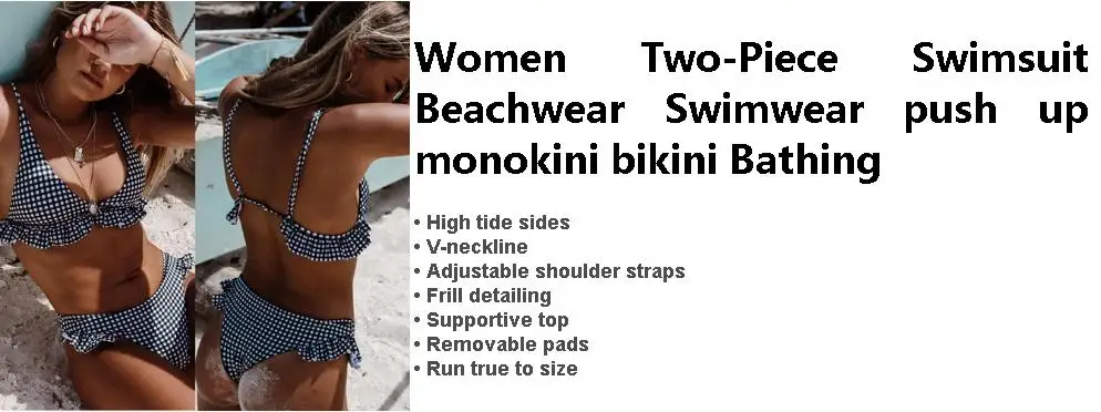 Модные женские бандажные бикини пуш-ап бюстгальтер с подкладкой купальник купальный комплект из 2 предметов Swimwea