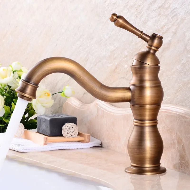 

All copper European basin faucet hot and cold mixer deck mounted single hole basin faucets