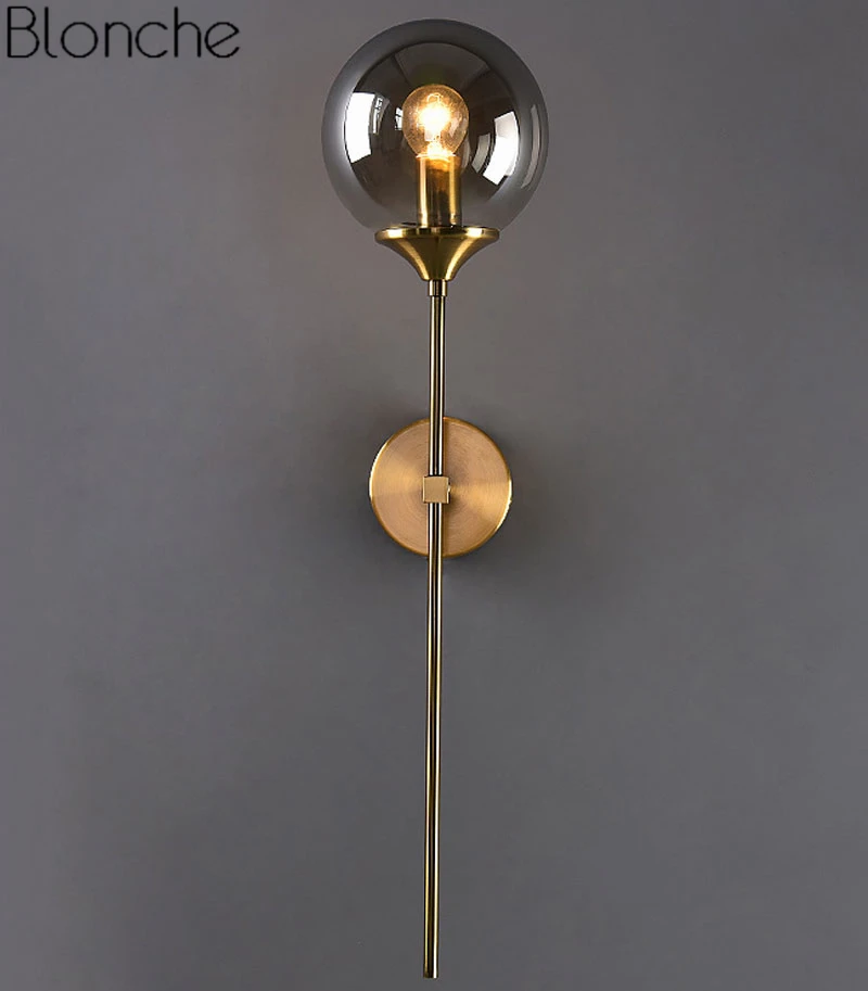 Lâmpada de Parede de Vidro Luminárias para Home Adesivos de Parede do Banheiro Ouro Moderna Levou Decor Quarto Espelho Luzes Nordic Luminária Interior E14 6 luminárias parede para decoração casa quarto espelho