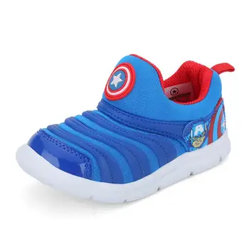 

New Children Sneakers Cartoon Captain America Spider-Man Baby Boys Shoes Soft Bottom Toddler Shoes Girls Shoe EU 21-26 Blue Pink