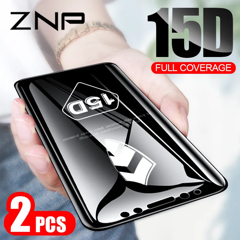 

ZNP 2Pcs 15D Protective Tempered Glass For Samsung A3 A5 2016 A7 2017 Screen Protector For Samsung J4 J6 Plus A8 J7 2018 glass