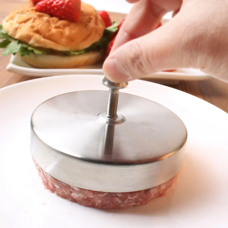 

Stainless Steel Patty Ham Maker Mold Hand Operation Barbecue Hamburger Press Meat Kitchen Gadgets Cooking Tools