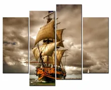 3Panel Posters Sea sailboat Painting On The Wall Modular Pictures HD Print Canvas Oil Paintings Mural