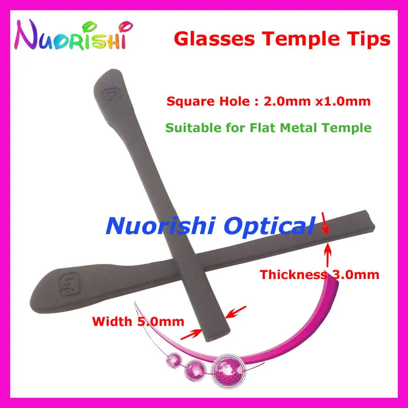 

5 pairs Rubber With Silicone Eyeglasses Temple Tips For Flat Metal Temple Glasses Eyewear Temple Tips Cap T3001 Free Shipping