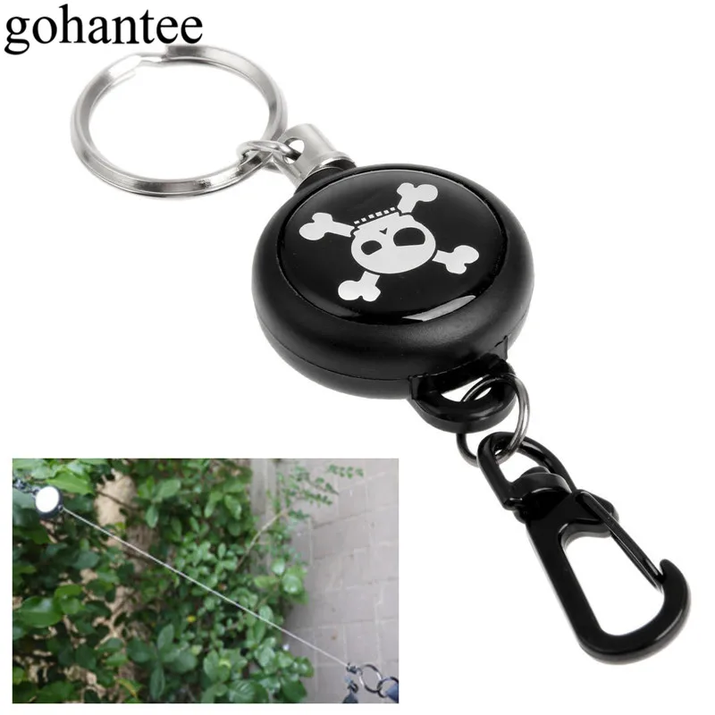 

gohantee 1 Pc Adjustable Steel Wire Rope Retractable Multifunctional Keychain Spring Buckle Keyring Carabiner Edc Outdoor Tools
