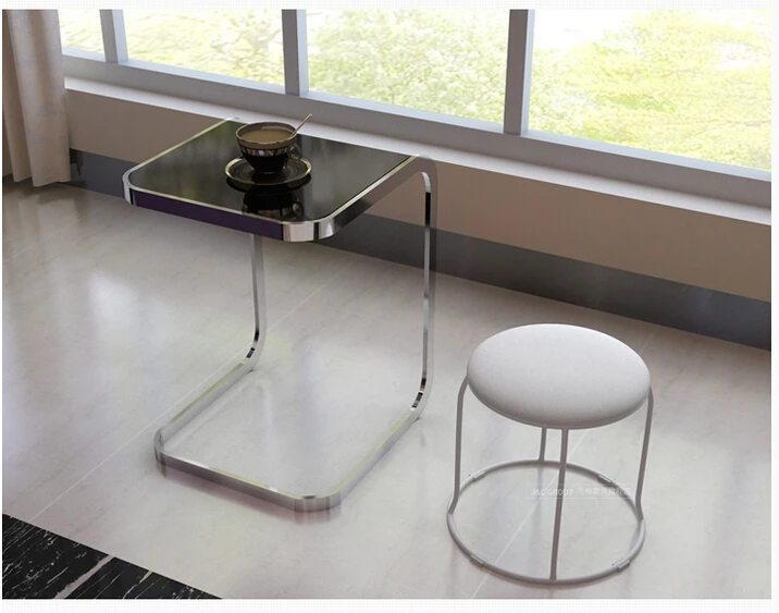 Toughened glass side table. Square computer the sofa side table