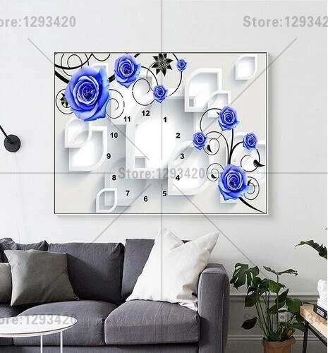 

Free Shipping 5d diy diamond Painting mosaic flowers & clock Cross Stitch full drill square resin diamond embroidery home decor
