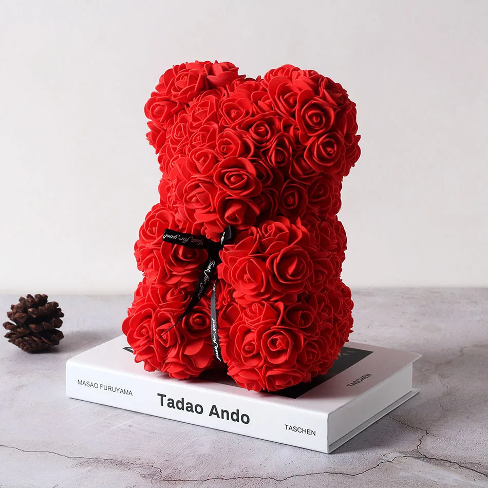 Дропшиппинг 25 см с сердцем большой красный Teddi медведь Роза цветок искусственные украшения, рождественские подарки для женщин подарок на день Святого Валентина