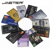 JASTER кредитная карта USB флэш-накопитель 4 ГБ 8 ГБ 16 ГБ 32 ГБ 64 usb-флэш, совместимо с ПК и смартфоном 2,0 карта памяти Флешка пользовательская лазерная печать логотипа