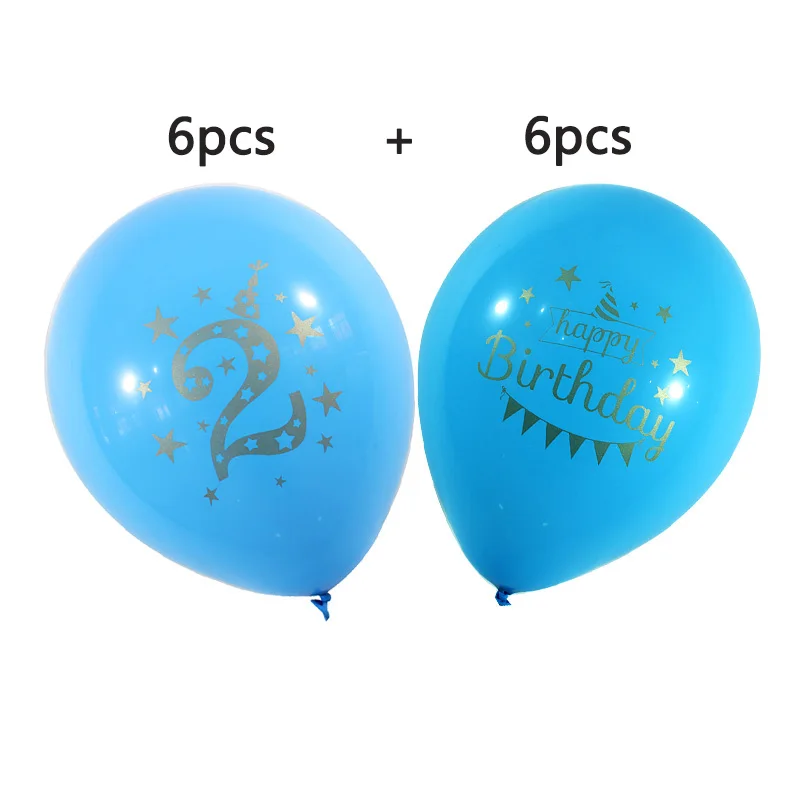 12 шт./лот детская праздничных воздушных шаров "пишу вам номер 1 От 2 до 9 лет 1st 2nd на день рождения вечерние цифровой клипсы для воздушных шаров из латекса Globos - Цвет: 2st blue