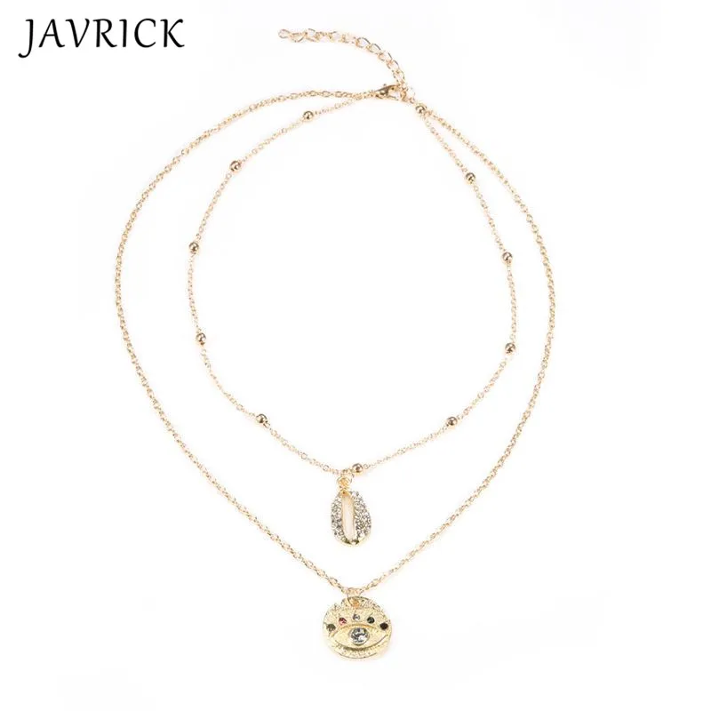 

Bohemia Beach Shell Layer Necklace Cubic Zirconia Evil Eye Pendant Women Jewelry