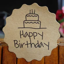 240 шт/партия крафт-бумага "с днем рождения" Печать стикер пакет этикетка коробка украшение подарочные упаковочные наклейки 3,5 см