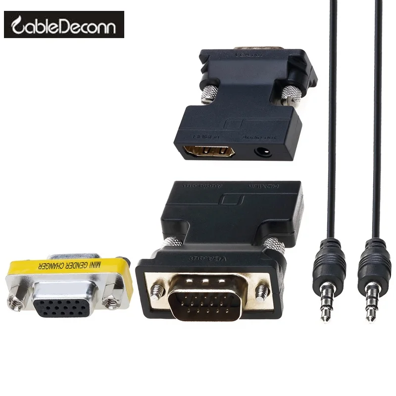 

hdmi To vga Adapter Female to Male Converter With 3.5 Aux Audio Adapter 1080P Output Cable for Projector Monitor Multimedia