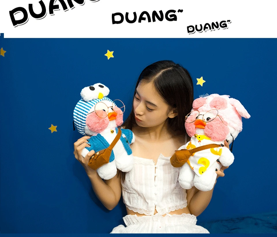 New Hot 30CM Kawaii LaLafanfan Cafe Duck Plush Toy Cartoon Animal Cute Doll Soft Hair Filled Children Dolls& stuffed Toys Gifts