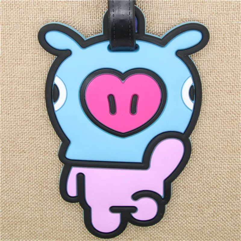 

Cartoon BTS MANG Travel Accessories BT21 Luggage Tag PVC SOFT Gel Suitcase ID Addres Holder Baggage Boarding Tags Portable Label