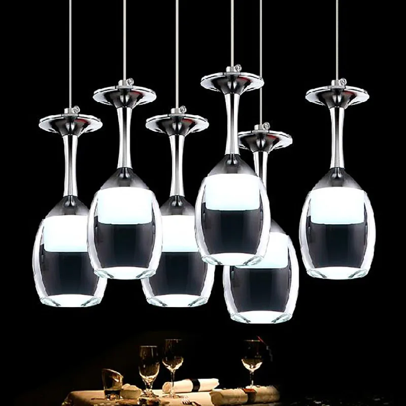 Cena 110 V 220 V nowoczesne wino szklany wisiorek lighs dla restauracji akrylowa lampa wisząca 1 3 5 głowice modna tabliczka jadalnia wisząca lampa