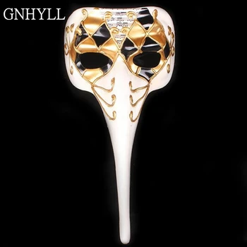 

GNHYLL ** Hallowmas dance Party Venice long nose king mask Halloween Carnival Venetian proboscis Handmade party beak mask adults