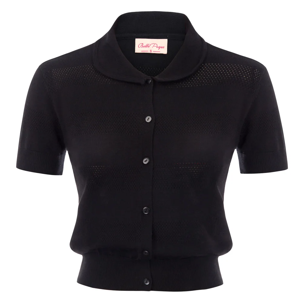 إمرأة قصيرة الأكمام دمية طوق معاطف خمر أنيقة أجوف زر بلاكيت تمتد ضئيلة سترة تريكو سترة بوليرو