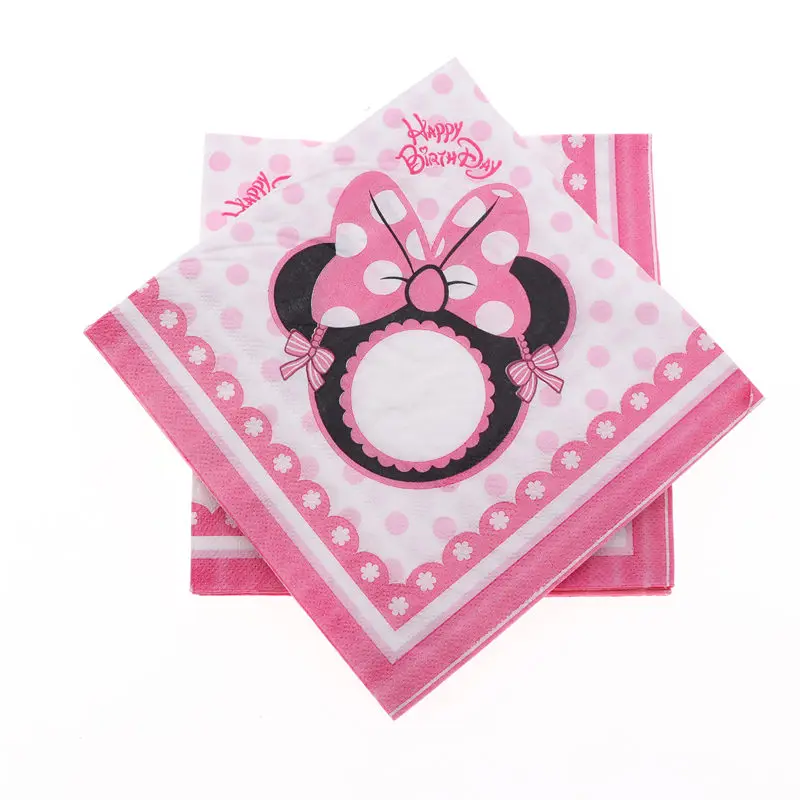 40pcs Minnie Mlckey Cartoon theme Disposable tableware Cup plate napkins for baby shower decoration supplies home