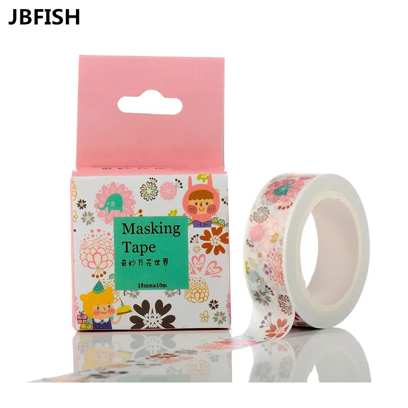 Jbfish моделей для выбора 15 мм * 10 м Клейкие ленты Рождество и с цветочным принтом DIY важная деко маскировки японский Васи клейкие ленты Бумага
