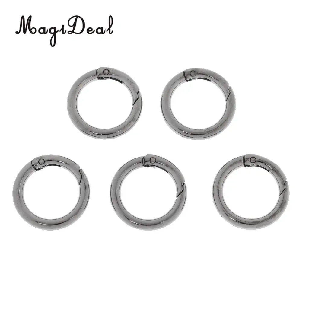 MagiDeal Light Weight 5 Pieces 28mm Alloy Round Carabiners Camping Spring Clip Keychain Circle Carabiner for Camping Hiking