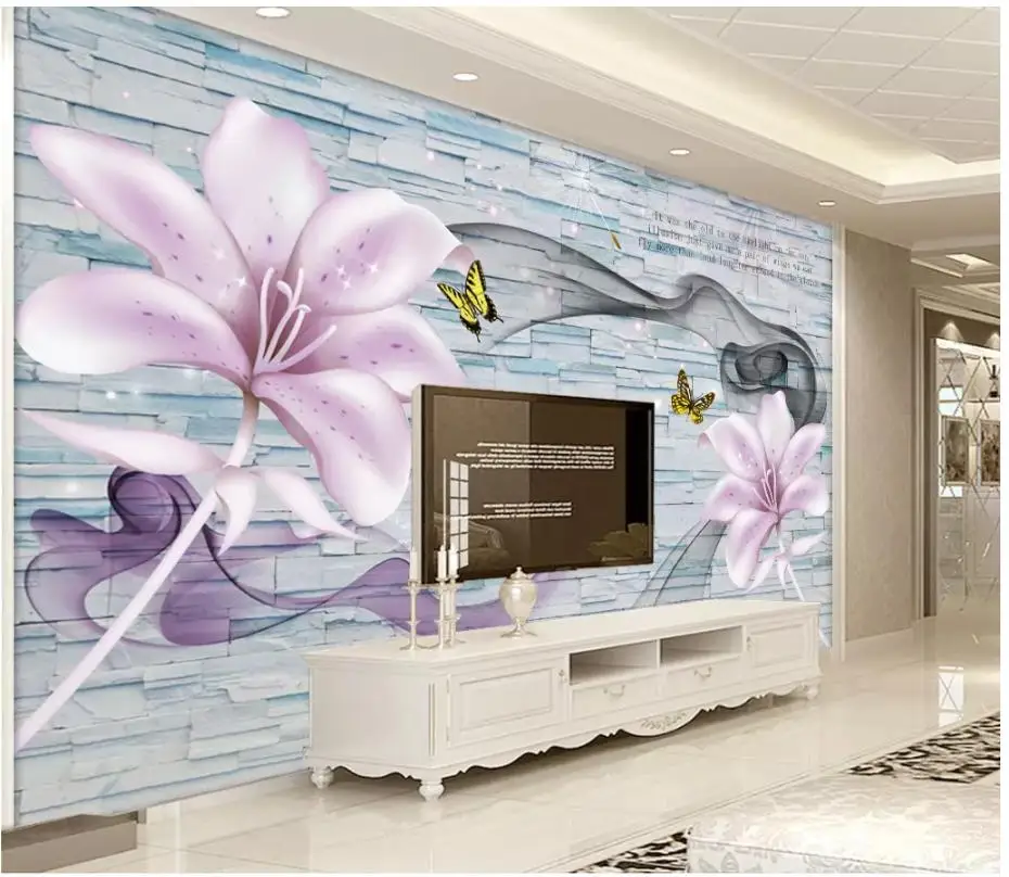 Custom photo wallpaper for walls 3 d murals 3d brick wall flowers tv background papers decorative painting mural | Обустройство дома