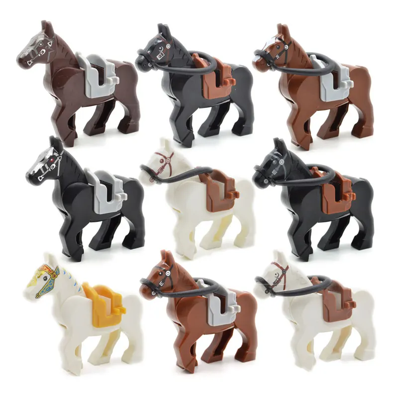  WW2 War Horses Black White Brown MOC Bricks Part Building Blocks Military Accessories Gifts Toys fo