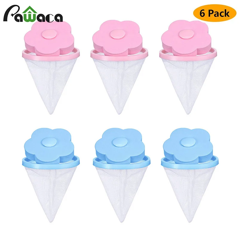 

6pcs/4pcs Household Reusable Floating Pet Fur Lint Hair Catcher Laundry Hair Catcher Remover Mesh Bag Washing Machine Lint Trap